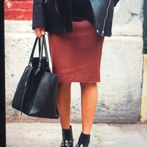 NWT Zara brown soft faux leather midi skirt XS